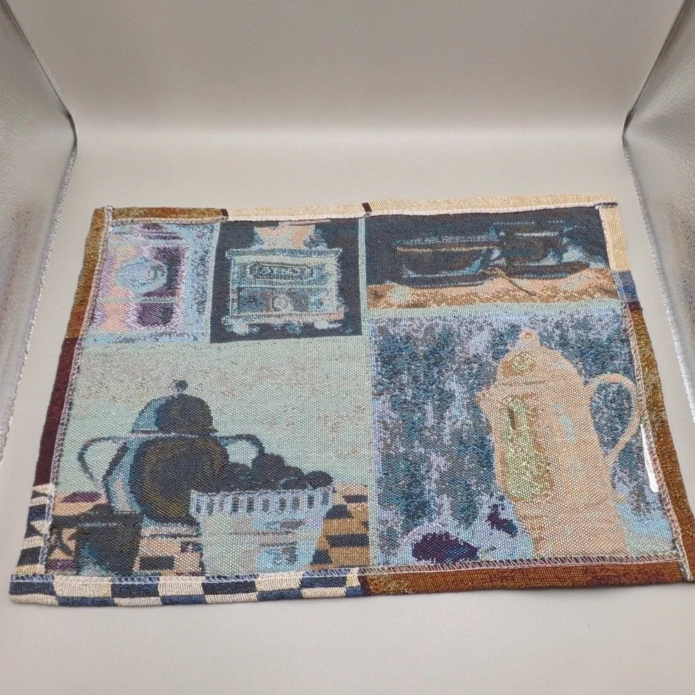 Vintage Coffee Tapestry Placemats Cafe Grinder Moka Pot Kitchen Decor - Set of 4